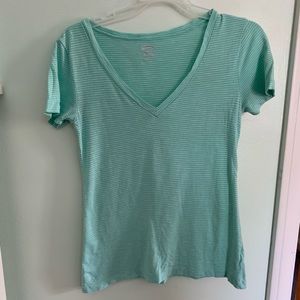 Old Navy Mint Green and White Striped Tee